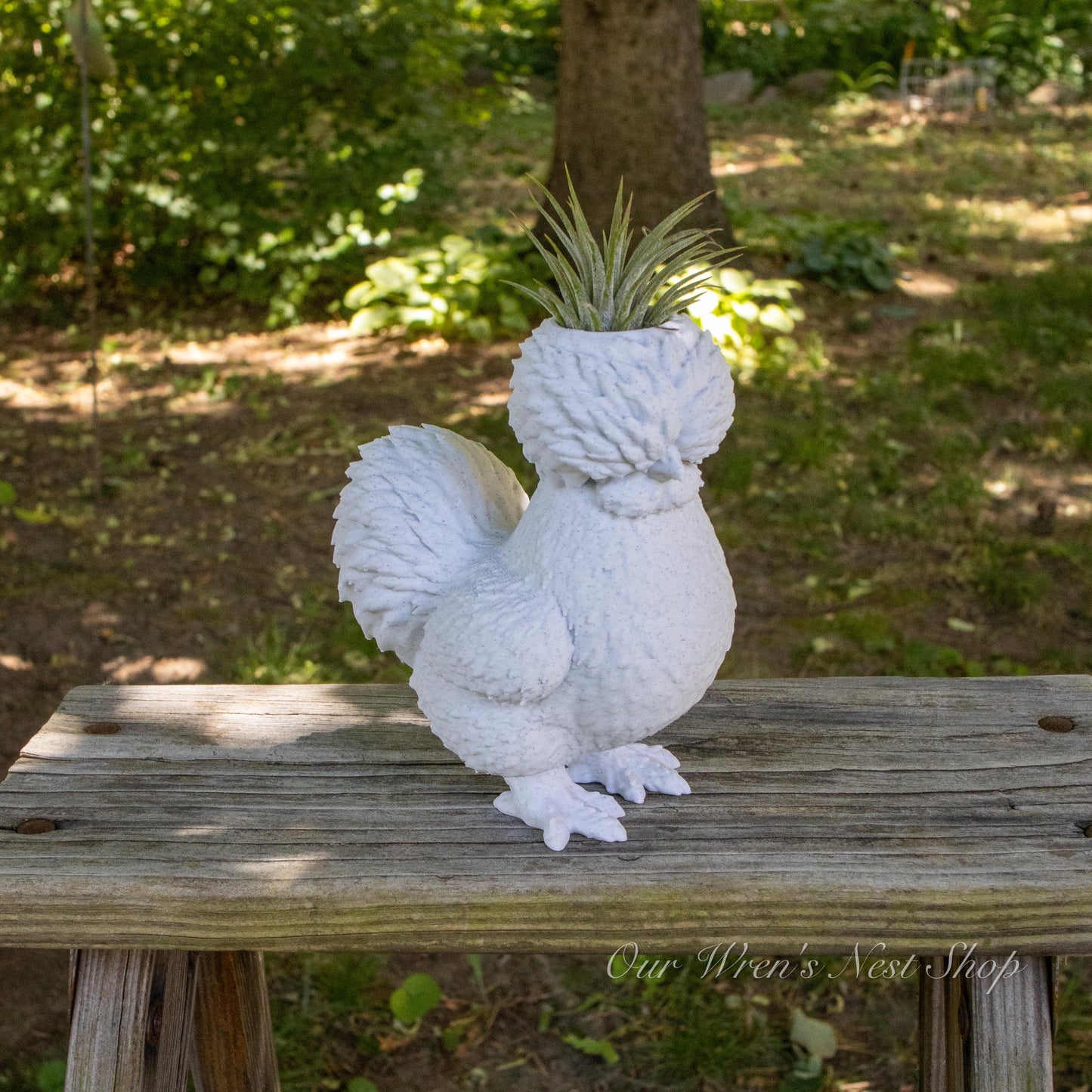 Silkie Chicken Air Plant Planter – 3D Printed Farmhouse Garden Decor