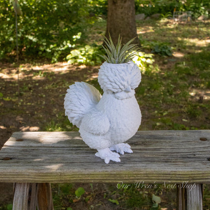 Silkie Chicken Air Plant Planter – 3D Printed Farmhouse Garden Decor
