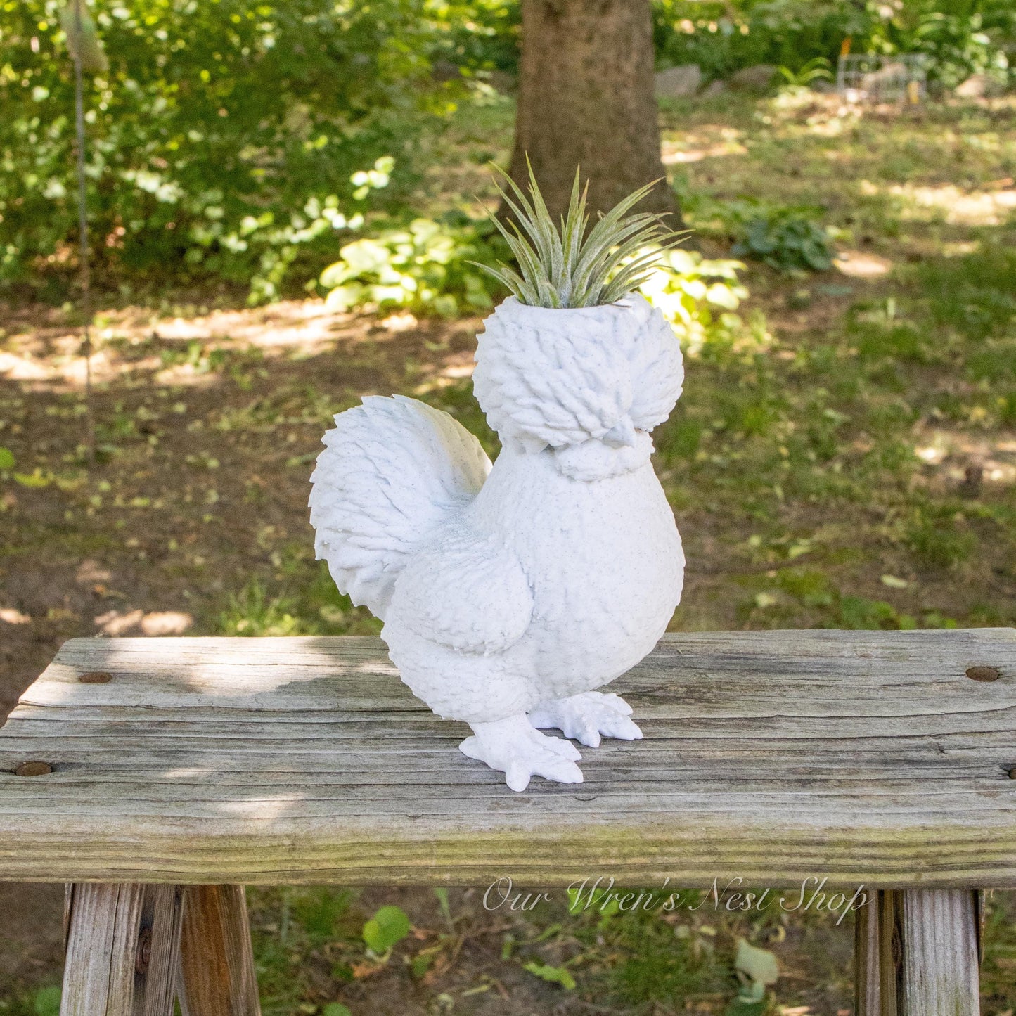 Silkie Chicken Air Plant Planter – 3D Printed Farmhouse Garden Decor