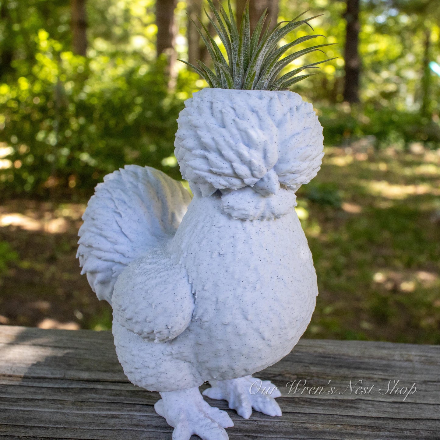 Silkie Chicken Air Plant Planter – 3D Printed Farmhouse Garden Decor