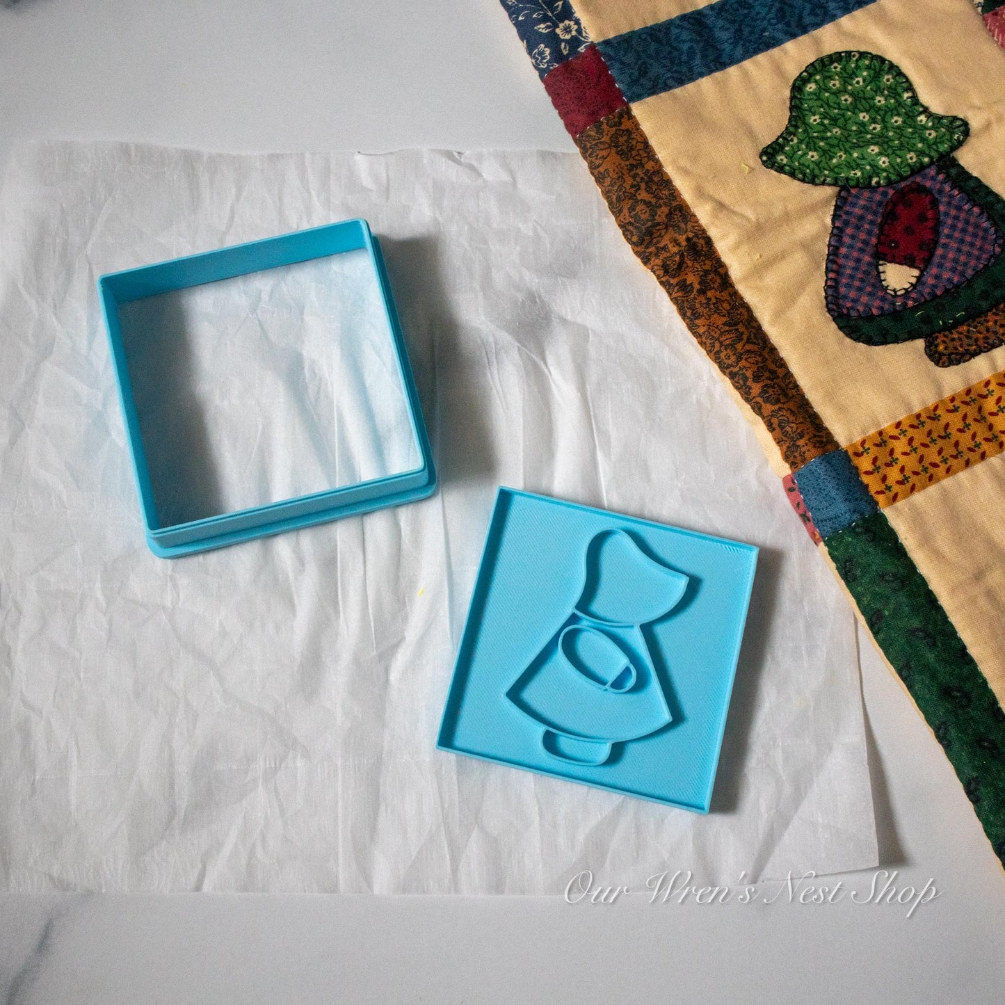 3D Printed Quilt Block Cookie Cutter & Stamp Set - Sunbonnet Sue