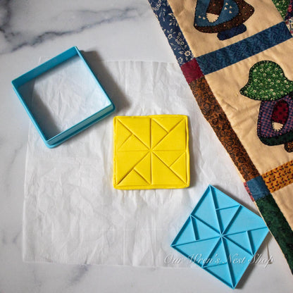 3D Printed Quilt Block Cookie Cutter & Stamp Set - Windmill Design