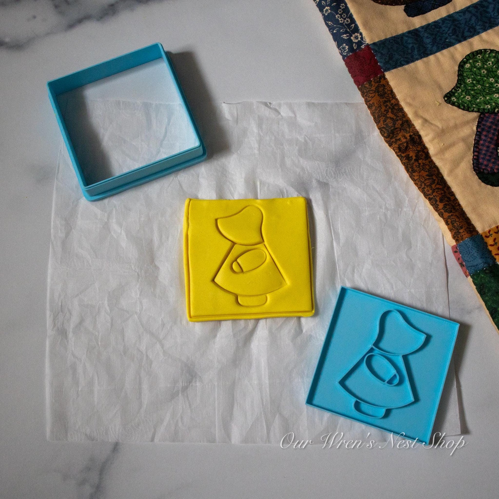3D Printed Quilt Block Cookie Cutter & Stamp Set - Sunbonnet Sue