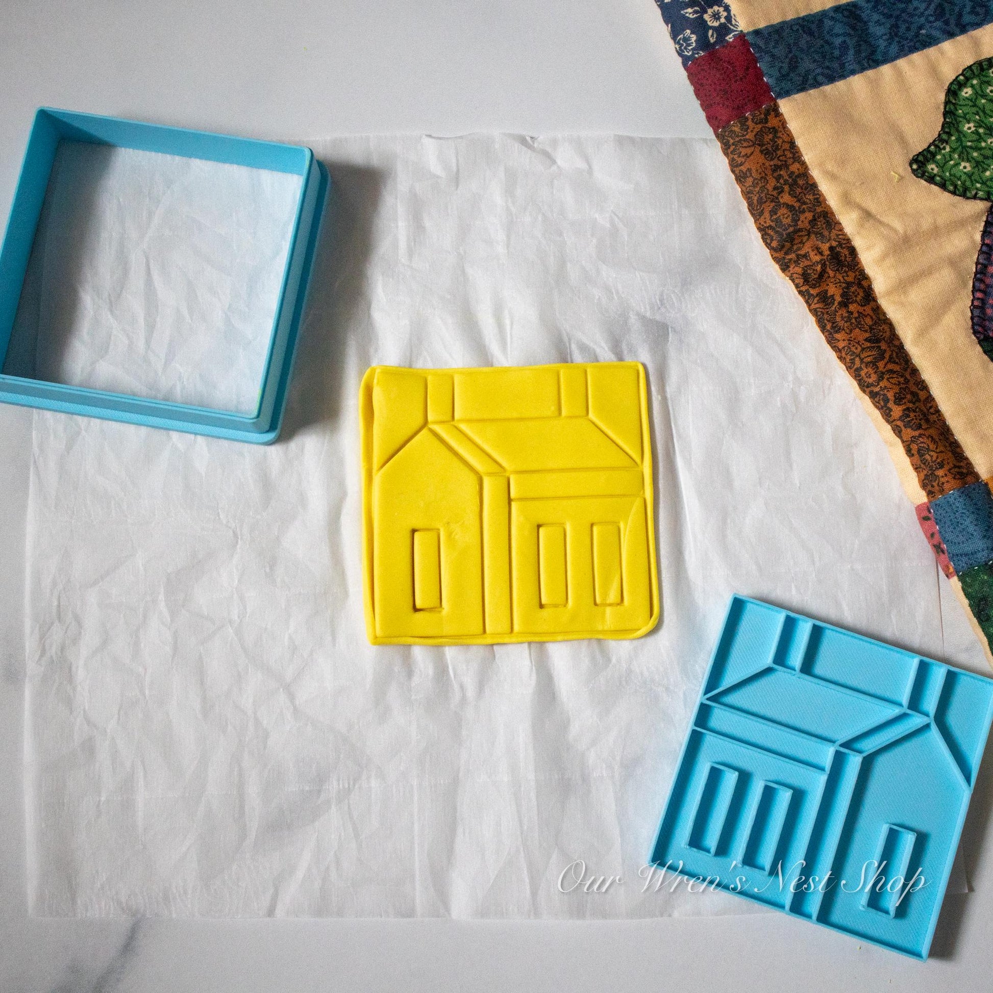 3D Printed Quilt Block Cookie Cutter & Stamp Set - Schoolhouse Design