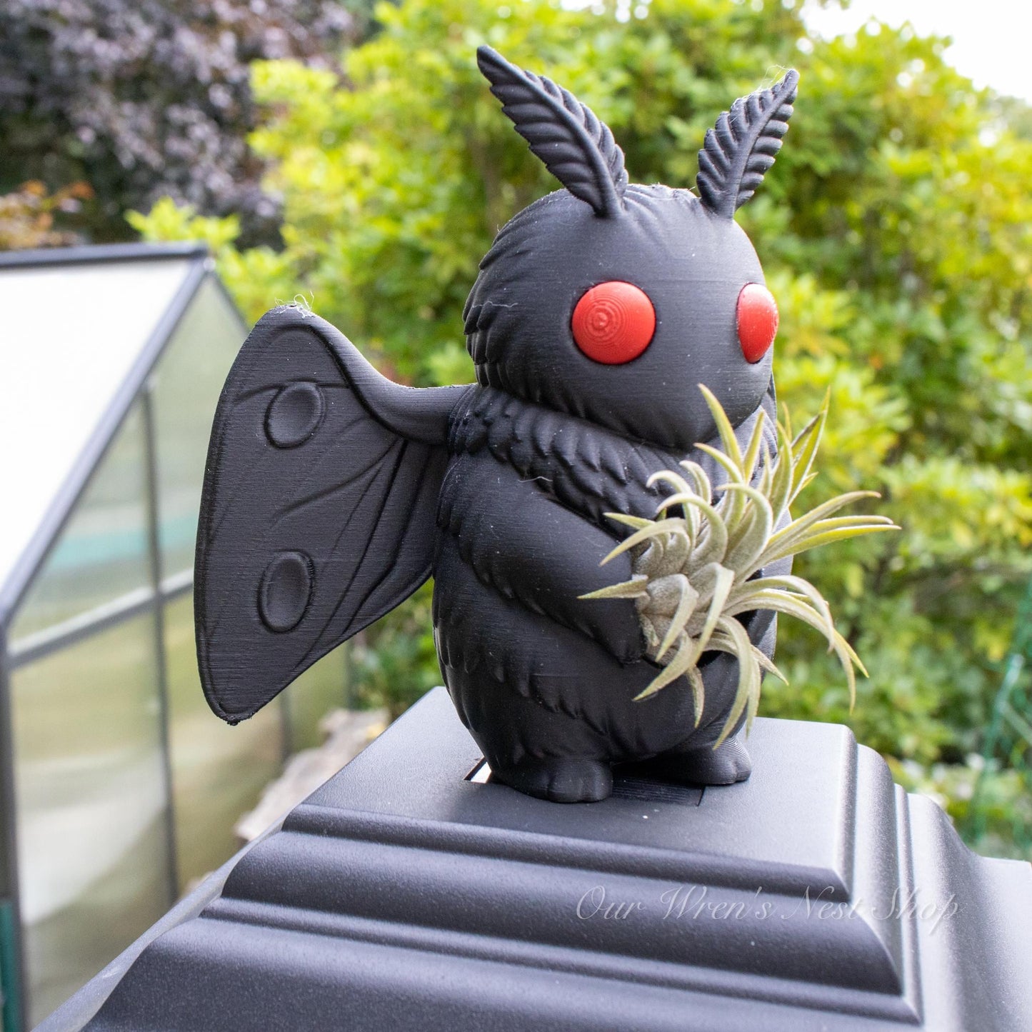 Midnight Mothling Air Plant Planter | 3D Printed Spooky Collectible | Mothman Inspired Decor