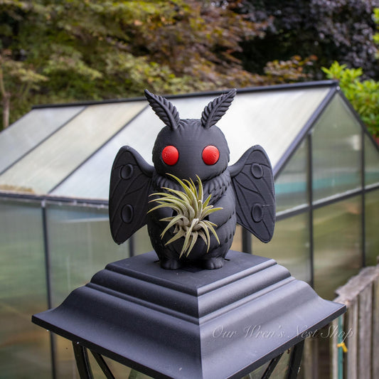 Midnight Mothling Air Plant Planter | 3D Printed Spooky Collectible | Mothman Inspired Decor